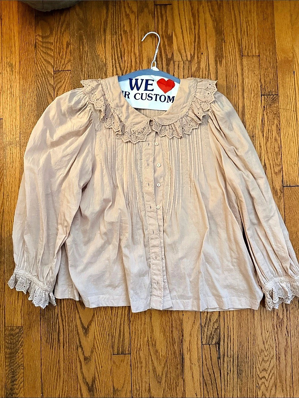 Doen Pink Lace Collar Blouse Like New